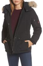 Women's Pendleton Bachelor Water Repellent Hooded Down Parka With Genuine Coyote Fur Trim - Black