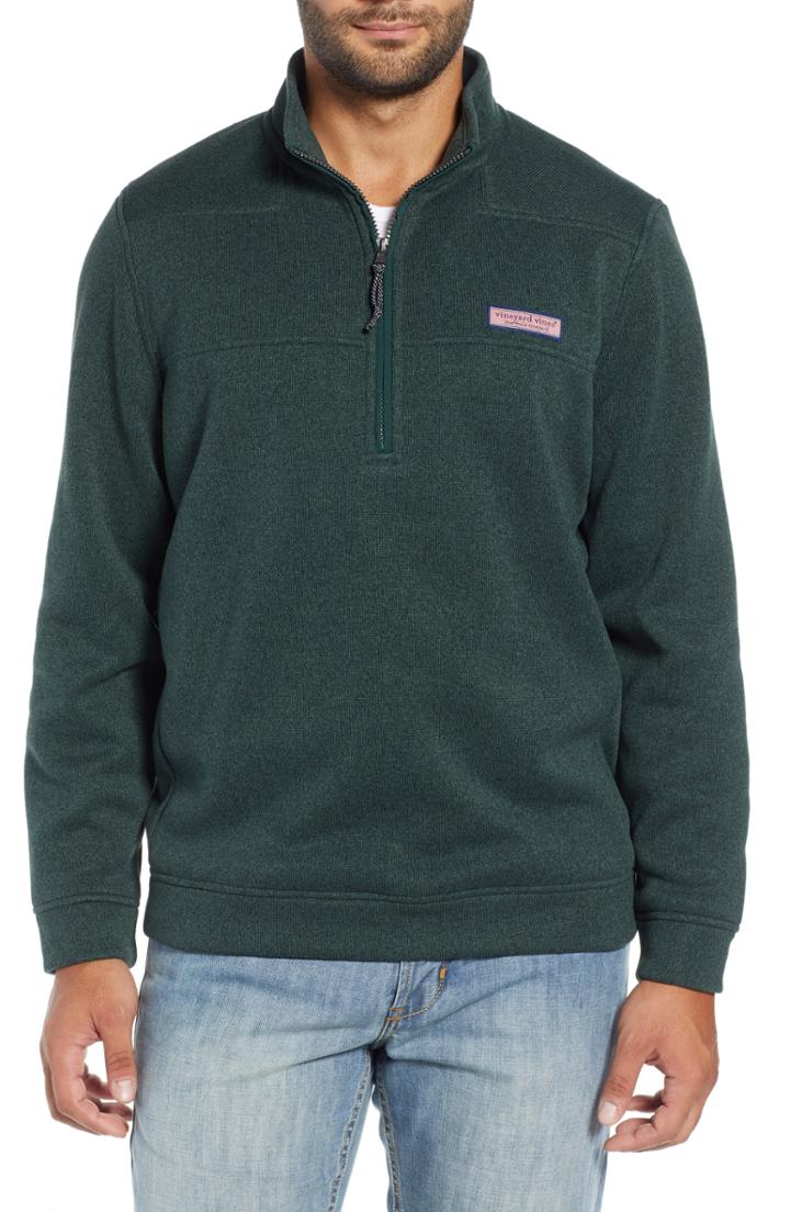 Men's Vineyard Vines Quarter Zip Fleece Pullover - Green