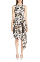 Women's Adam Lippes Floral Print Silk Drape Dress - Black