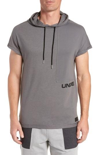 Men's Under Armour Pursuit Short Sleeve Hoodie - Grey