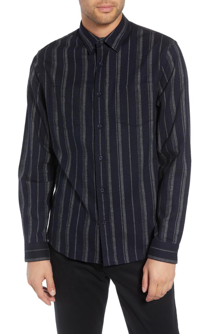 Men's Vince Stripe Flannel Shirt - Blue