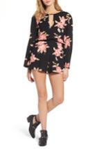 Women's Mimi Chica Floral Bell Sleeve Romper - Beige