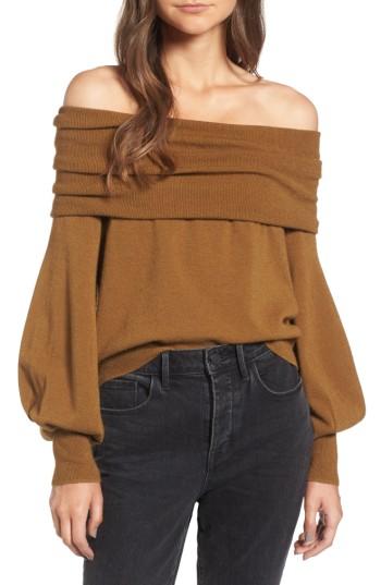 Women's Treasure & Bond X Something Navy Off The Shoulder Sweater - Green