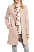 Women's Kensie Ruffle Twill Coat - Pink