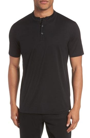 Men's Hugo Daspen Solid Henley T-shirt - Black