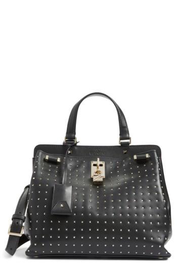 Valentino Medium Pieper Studded Leather Satchel - Black