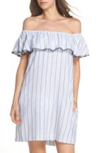 Women's Tommy Bahama Ticking Stripe Off The Shoulder Cover-up Dress - White