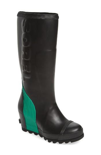 Women's Sorel Joan Wedge Rain Boot, Size 6.5 M - Black