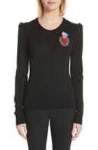 Women's Dolce & Gabbana Sacred Heart Wool & Silk Blend Sweater Us / 46 It - Black