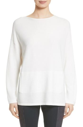 Women's Lafayette 148 New York Rib Knit Pullover - White
