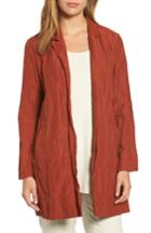 Women's Eileen Fisher Notch Collar Long Jacket, Size - Red