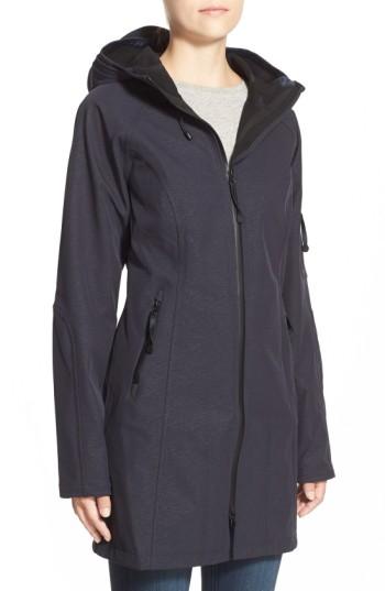 Women's Ilse Jacobsen Fit Hooded Raincoat, Size 42 - Blue