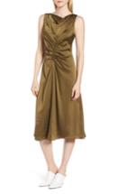 Women's Lewit Ruched Cowl Neck Satin Dress - Green