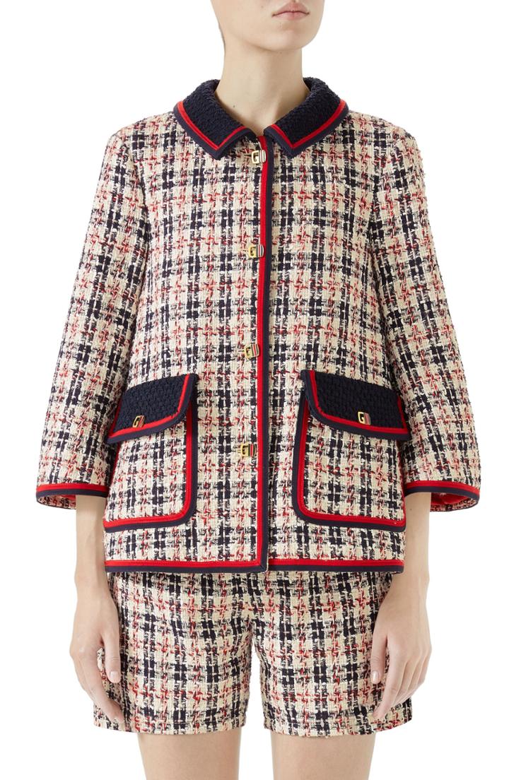 Women's Gucci Tweed Caban Us / 42 It - White