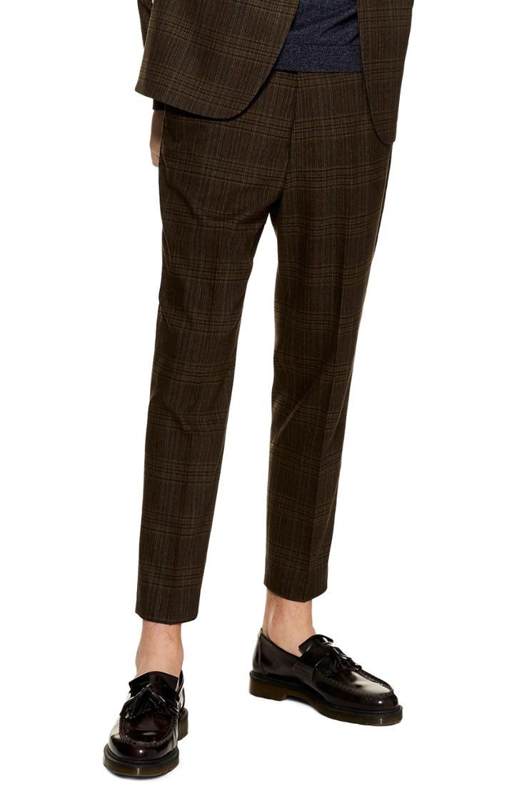 Men's Topman Check Crop Trousers