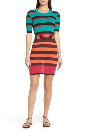 Women's Dvf Stripe Ribbed Cover-up Sweater Dress - Blue