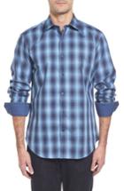 Men's Bugatchi Slim Fit Gradient Check Sport Shirt - Blue