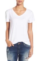 Petite Women's Halogen Modal Jersey V-neck Tee P - White