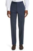 Men's Canali Cavaltry Flat Front Solid Stretch Wool Trousers - Blue