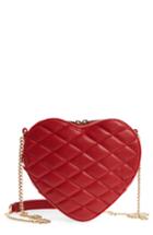 Mali + Lili Violet Quilted Heart Vegan Leather Crossbody Bag - Red