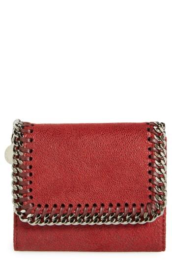 Women's Stella Mccartney 'small Falabella' Faux Leather French Wallet - Red