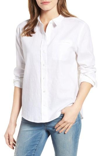 Women's Nydj Linen & Cotton Shirt - White