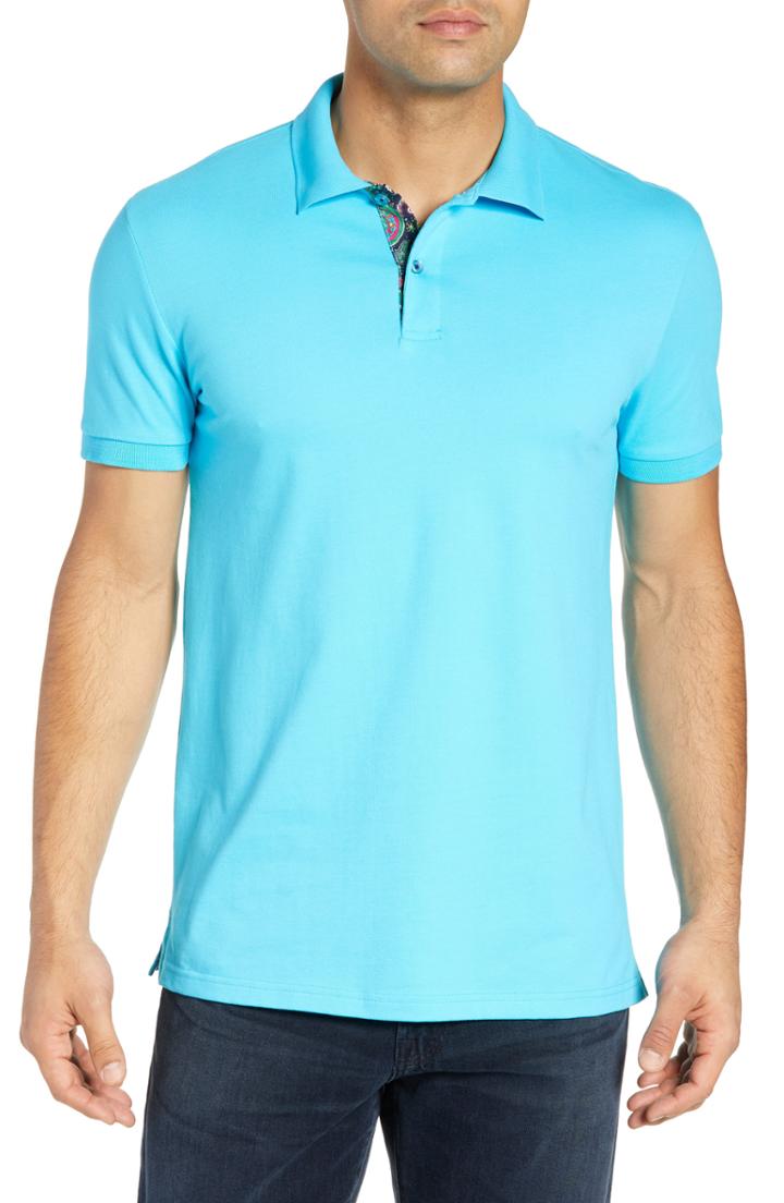 Men's Jared Lang Pique Polo - Blue/green