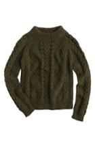 Women's J.crew Cable Knit Mock Neck Sweater - Green
