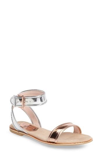 Women's Ted Baker Alella Ankle Strap Sandal M - Metallic