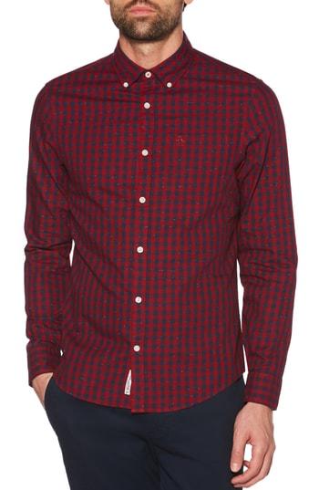 Men's Original Penguin Slim Fit Neppy Gingham Sport Shirt - Red
