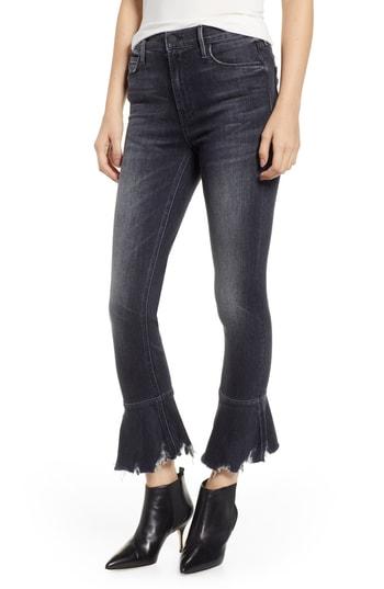 Women's Mother Cha Cha Chew High Waist Flounce Hem Jeans - Black