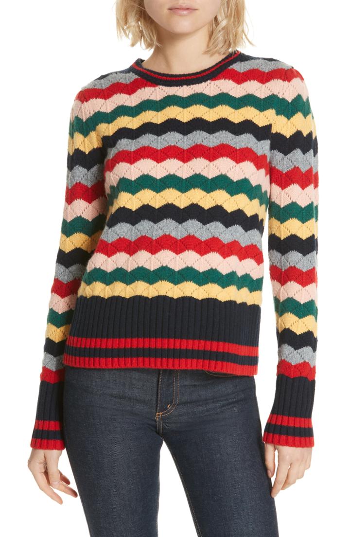 Women's Chinti & Parker Wool & Cashmere Stripe Sweater - Black