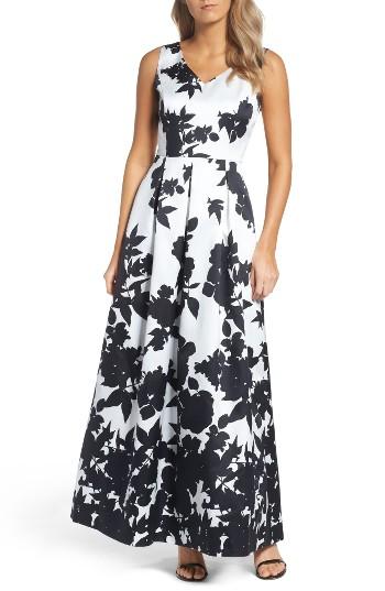 Women's Ellen Tracy Floral Print Faille Gown