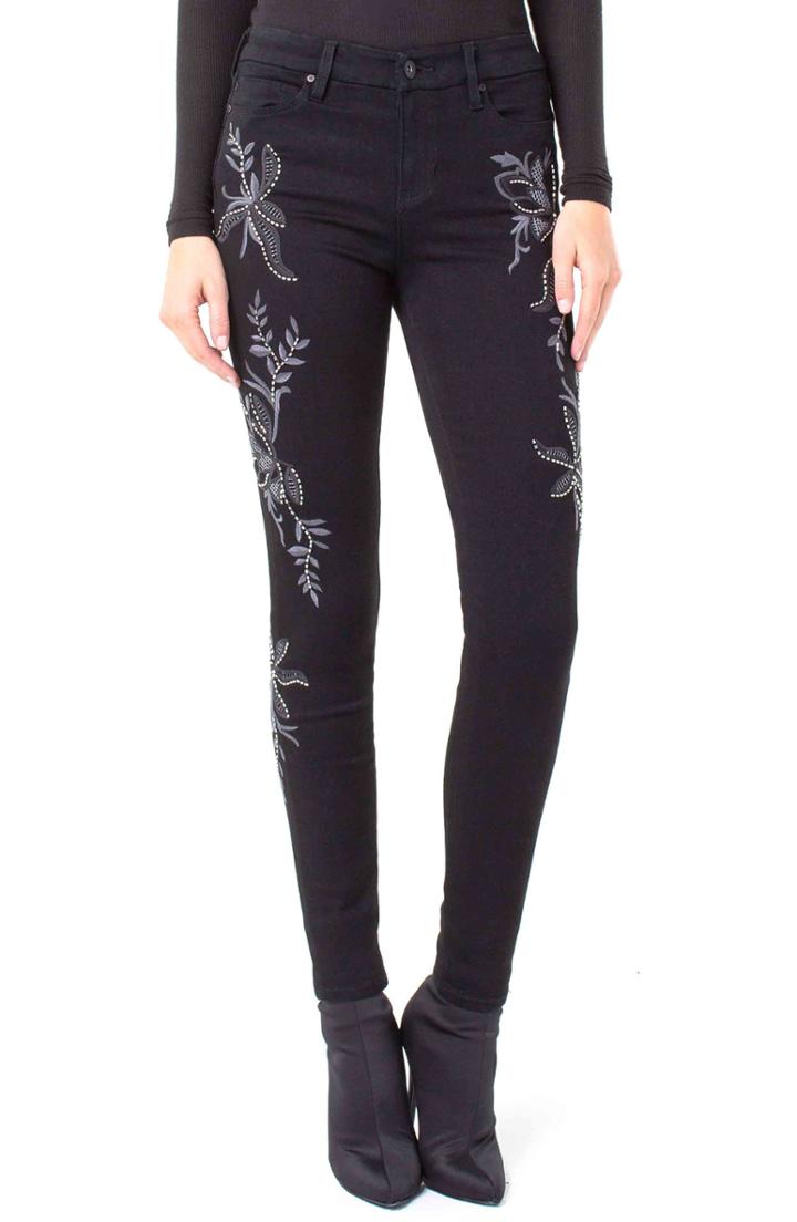 Women's Liverpool Kayden Embellished Skinny Jeans - Black