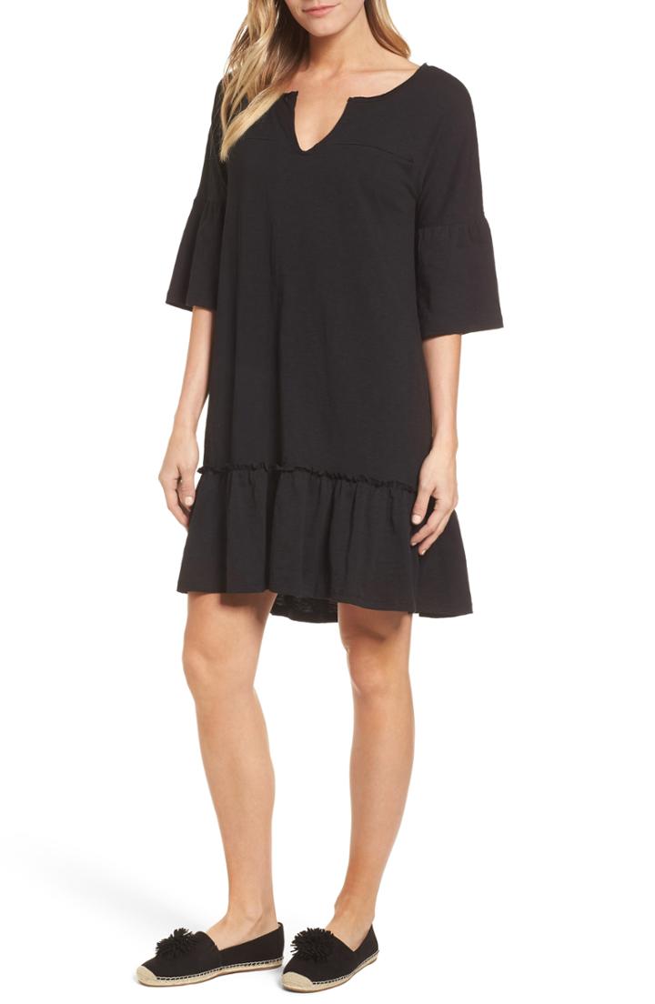 Women's Caslon Ruffle Sleeve Cotton Dress