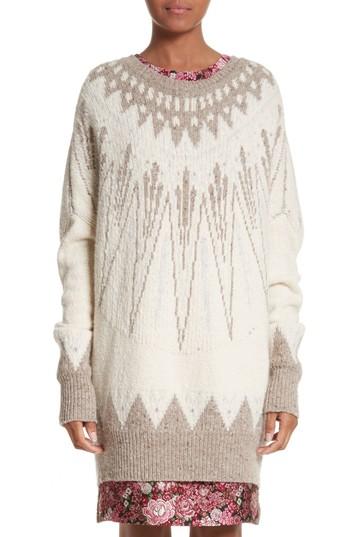 Women's Adam Lippes Marled Merino Wool & Cashmere Fair Isle Sweater