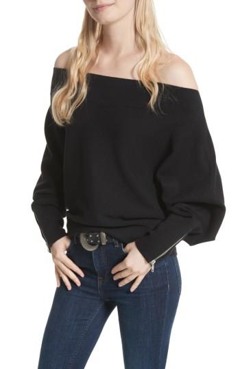 Women's Free People Hide And Seek Off The Shoulder Sweater - Black
