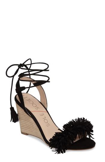Women's Sole Society Rosea Ankle Wrap Sandal .5 M - Black