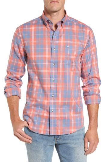 Men's Southern Tide Charleston Station Slim Fit Plaid Sport Shirt - Blue