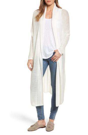 Women's Press Tissue Knit Longline Cardigan - Ivory