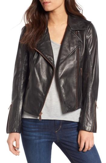 Women's Bcbgeneration Lambskin Leather Moto Jacket