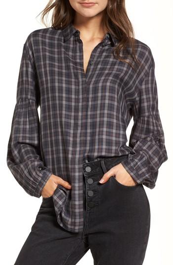 Women's Treasure & Bond Puff Sleeve Boyfriend Shirt - Blue