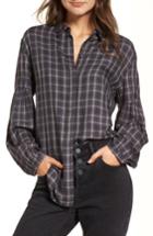 Women's Treasure & Bond Puff Sleeve Boyfriend Shirt - Blue