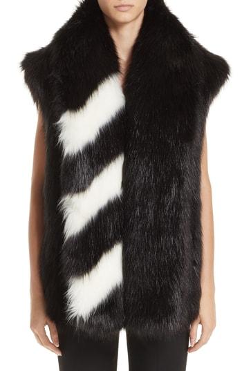 Women's Off-white Faux Fur Gilet Vest Us / 42 It - Black