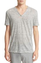 Men's John Varvatos Collection Melange Stripe Burnout Linen T-shirt - Grey