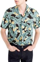 Men's J.crew Short Sleeve Jungle Print Slub Cotton Shirt, Size - Green