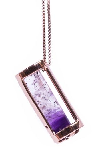 Women's Conges Peace Of Mind Amethyst Barrel Pendant Necklace