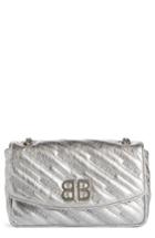 Women's Balenciaga Bb Metallic Wallet On A Chain - Metallic