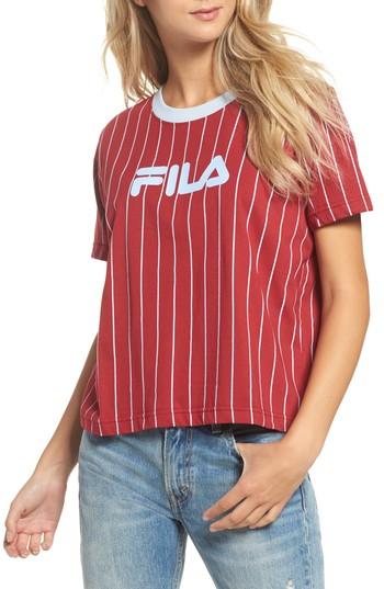 Women's Fila Lonnie Pinstripe Tee - White