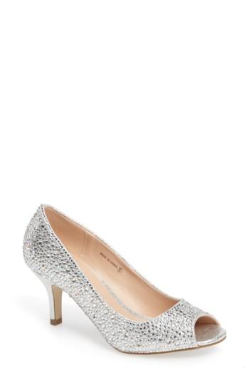 Women's Pink Paradox London Chantal Peep Toe Crystal Pump .5 M - Metallic